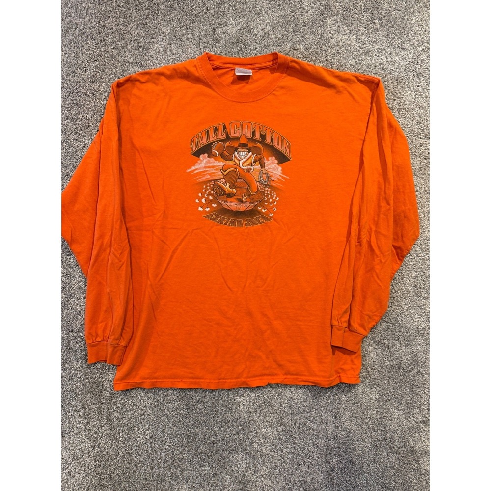 VTG Eskimo Joes T Shirt Mens 2XL Orange Long Sleeve Tall Cotton Club 2004